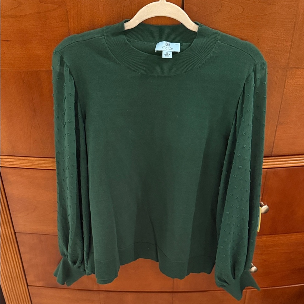 CeCe Forest Green Knit Top